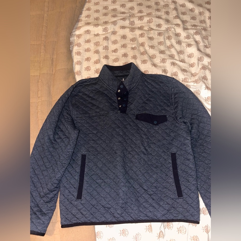 Men's Quilted Pullover Jacket - Dark Gray